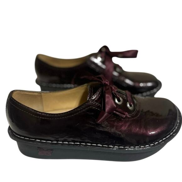 Allegria Burgundy Mary Jane Shoes – Size 38/7.5 (Ribbon Laces) EUC - Picture 1 of 6